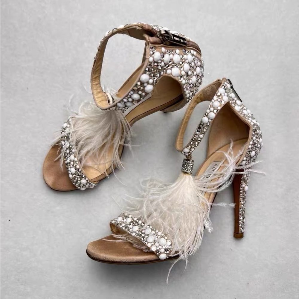 Jimmy Choo Pearl and Feather Embellished Heels